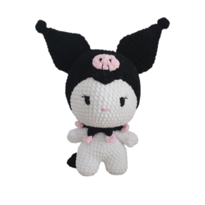Χειροποίητο πλεκτό κουκλάκι Kuromi - λούτρινα, amigurumi, για παιδιά, ήρωες κινουμένων σχεδίων, δώρο γεννεθλίων