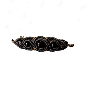 Macrame μπαρέτα μαλλιών με χάντρες Οψυδιανού. - νήμα, μέταλλο, hair clips