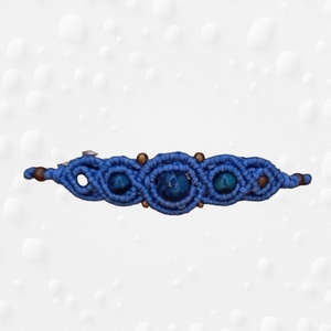 Macrame μπαρέτα με μπλε Μάτι τίγρη - νήμα, μέταλλο, hair clips