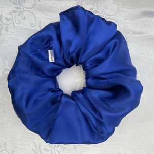 XXL σατέν scrunchie Έντονο Μπλε - ύφασμα, σατέν, λαστιχάκια μαλλιών, satin scrunchie - 2