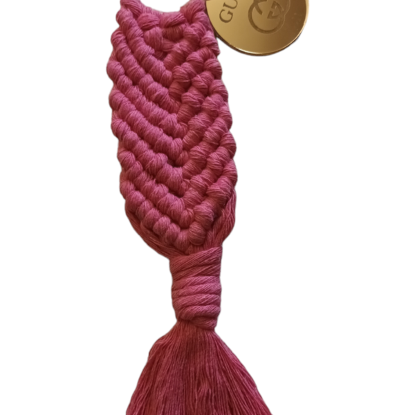Μπρελόκ macrame με logo GUCCI - plexi glass, βαμβακερό νήμα, αυτοκινήτου, σπιτιού