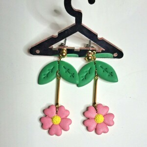 Flower Earrings 1 - πηλός, λουλούδι