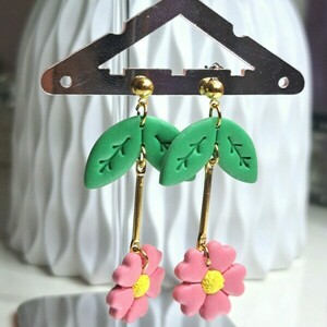 Flower Earrings 1 - πηλός, λουλούδι - 2