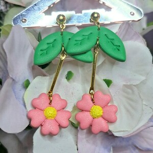 Flower Earrings 1 - πηλός, λουλούδι - 3