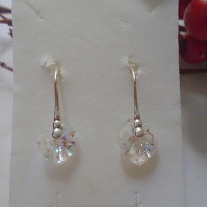 Σκουλαρίκια Swarovski Hearts White Patina - ασήμι 925, καρδιά, swarovski, κοσμήματα, γάντζος - 4