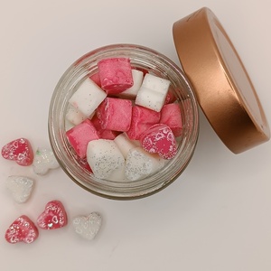 Wax melts καρδούλες μικρές σε βαζάκι 90gr - αρωματικά κεριά, αρωματικό χώρου, 100% φυτικό, soy wax - 2