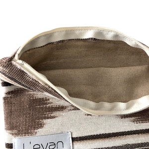 Τσαντάκι χειρός μπεζ καφέ boho - ύφασμα, φάκελοι, all day, χειρός, μικρές - 2