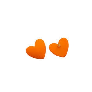 "Tangerine Heart" Πορτοκαλί Σκουλαρίκια Καρδιά Rubber Effect - ρητίνη, μεγάλα