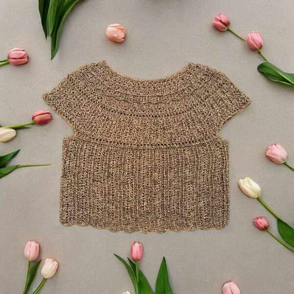 Mπλούζα Dahlia - βαμβάκι, πλεκτό, ακρυλικό, crop top - 4