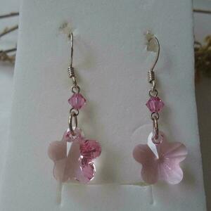 Σκουλαρίκια Swarovski Flower Light rose - ασήμι 925, swarovski, λουλούδι, γάντζος - 4