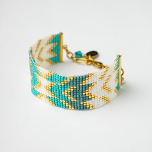 Miyuki Βραχιόλι Turquoise Elegance | The Gem Stories Jewelry - γυαλί, ατσάλι, χεριού, αυξομειούμενα