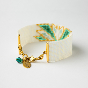 Miyuki Βραχιόλι Loom Stitched Swan - In Green Shades | The Gem Stories Jewelry - γυαλί, ατσάλι, χεριού, αυξομειούμενα - 2
