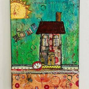 Πίνακας Mixed Media "Home" - διακοσμητικά, πίνακες ζωγραφικής