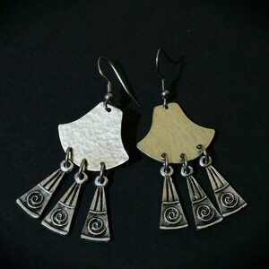 Κρεμαστά σκουλαρίκια από αλπακά - αλπακάς, boho, ethnic, γάντζος - 2