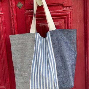 Oversized τσάντα διπλής όψης Blue - ασήμι, ώμου, must αξεσουάρ, δερματίνη - 2