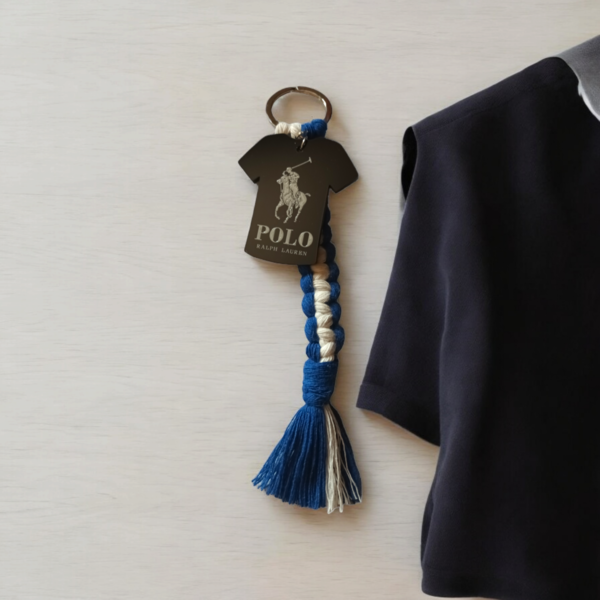 Μπρελόκ macrame με logo POLO - plexi glass, βαμβακερό νήμα, αυτοκινήτου, σπιτιού - 3