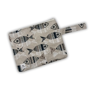 Psaraki pouch bag - ύφασμα, ψάρι, all day, χειρός, μικρές
