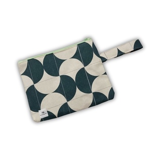 Petrol geometric pouch bag - ύφασμα, γεωμετρικά σχέδια, all day, χειρός, μικρές