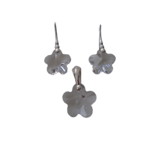Ασημένιο σετ με κρύσταλλα από την Swarovski® Flower Crystal - ασήμι 925, swarovski, λουλούδι, σετ κοσμημάτων