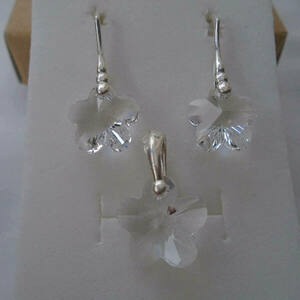 Ασημένιο σετ με κρύσταλλα από την Swarovski® Flower Crystal - ασήμι 925, swarovski, λουλούδι, σετ κοσμημάτων - 3