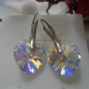 Σκουλαρίκια Swarovski Hearts Crystal AB - ασήμι, ασήμι 925, καρδιά, swarovski, νυφικά - 2