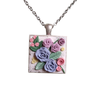 Μενταγιόν Flower Dream 1 - πηλός, romantic, μακριά, λουλούδι, μενταγιόν
