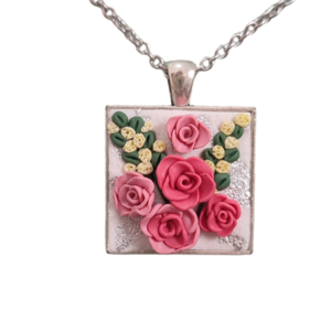 Μενταγιόν Flower Dream 2 - πηλός, romantic, μακριά, λουλούδι, μενταγιόν