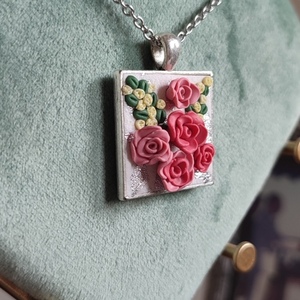 Μενταγιόν Flower Dream 2 - πηλός, romantic, μακριά, λουλούδι, μενταγιόν - 2