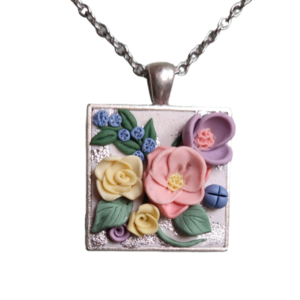 Μενταγιόν Flower Dream 3 - πηλός, romantic, μακριά, λουλούδι, μενταγιόν