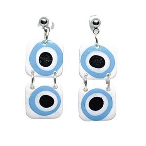 OrbitEyes | Σκουλαρίκια Κρεμαστά Καρφάκια Μάτια (Ατσάλι Πηλός) (4εκ) - πηλός, ατσάλι, evil eye, καρφάκι