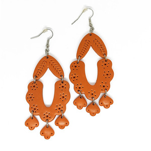 Ember | Σκουλαρίκια Κρεμαστά Boho Terracotta (Ατσάλι, Πηλός) (8.5εκ) - πηλός, ατσάλι, boho, γάντζος, πολυέλαιοι