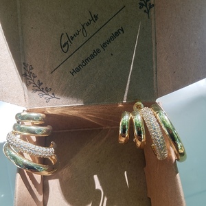 Erato 2 earrings - επιχρυσωμένα, ατσάλι, μεγάλα