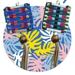 Σκουλαρίκια boho style Διαστάσεις 14*7 - δέρμα, ύφασμα, μακριά, boho, γάντζος