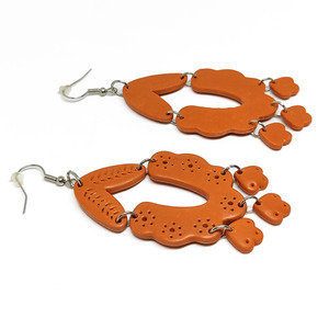 Ember | Σκουλαρίκια Κρεμαστά Boho Terracotta (Ατσάλι, Πηλός) (8.5εκ) - πηλός, ατσάλι, boho, γάντζος, πολυέλαιοι - 3