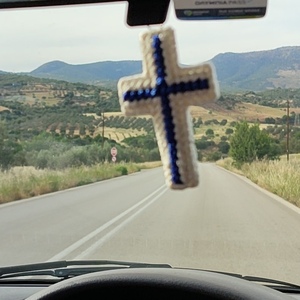 Φυλαχτό Σταύρος ιβουαρ με μπλε - αγόρι, σταυροί, φυλακτό - 3