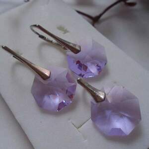 Ασημένιο σετ Swarovski Octagon Lili Violet - ασήμι, ασήμι 925, σετ κοσμημάτων - 5