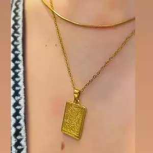 Κολιέ Επίχρυσο με Ατσάλινη Αλυσίδα "La Luna Tarot Necklace" - επιχρυσωμένα, ορείχαλκος, φεγγάρι, κοντά, ατσάλι