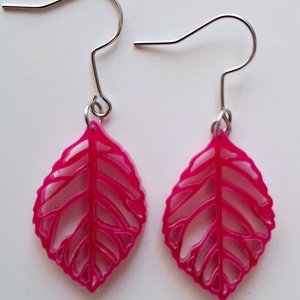 Σκουλαρίκια plexiglass Leaves - λουλούδι, μικρά, plexi glass, γάντζος - 2