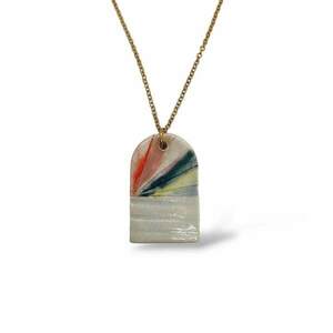 Ceramic necklace mix - πηλός, μακριά, ατσάλι - 2