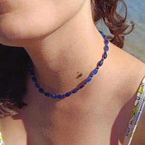 RIVIERA necklace| lapis lazuli stones - ημιπολύτιμες πέτρες, επιχρυσωμένα, ατσάλι - 3
