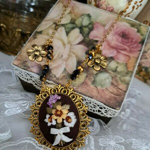 "Summer Bouquet" necklace - κεντητά, χειροποίητα, ατσάλι - 3