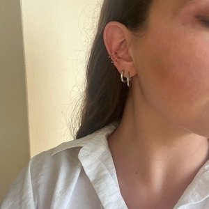 Διπλό minimal ear cuff με διαμαντάκι - minimal, μικρά, ατσάλι, αυξομειούμενα - 2