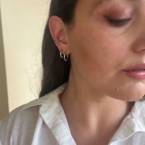 Μinimal ear cuff με σχέδιο Χ - minimal, μικρά, ατσάλι, αυξομειούμενα - 2