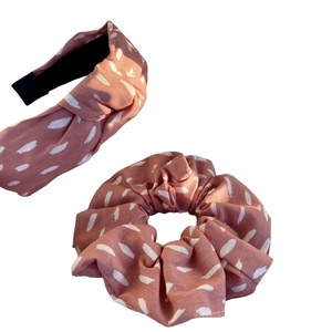 Set headband and scrunchie - ύφασμα, λαστιχάκια μαλλιών, μεγάλα scrunchies