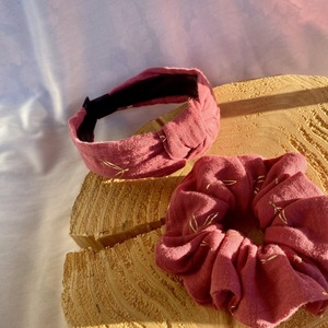 Set scrunchie and headband - ύφασμα, λαστιχάκι, στέκες, μεγάλα scrunchies - 2