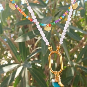 Combo agate charm - ημιπολύτιμες πέτρες, αχάτης, ατσάλι - 3