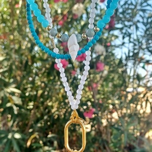 Combo agate charm - ημιπολύτιμες πέτρες, αχάτης, ατσάλι - 5