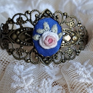 "Silk Flowers" bracelet 1 - λουλούδι, μπρούντζος, χεριού, αυξομειούμενα - 2