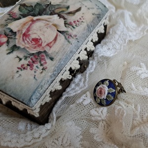 "Silk Flowers" ring 1 - κεντητά, λουλούδι, μπρούντζος, αυξομειούμενα - 5