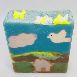 Soap with a village house design με αλόη βέρα 100gr - 100% φυσικό, προσώπου, σώματος - 3
